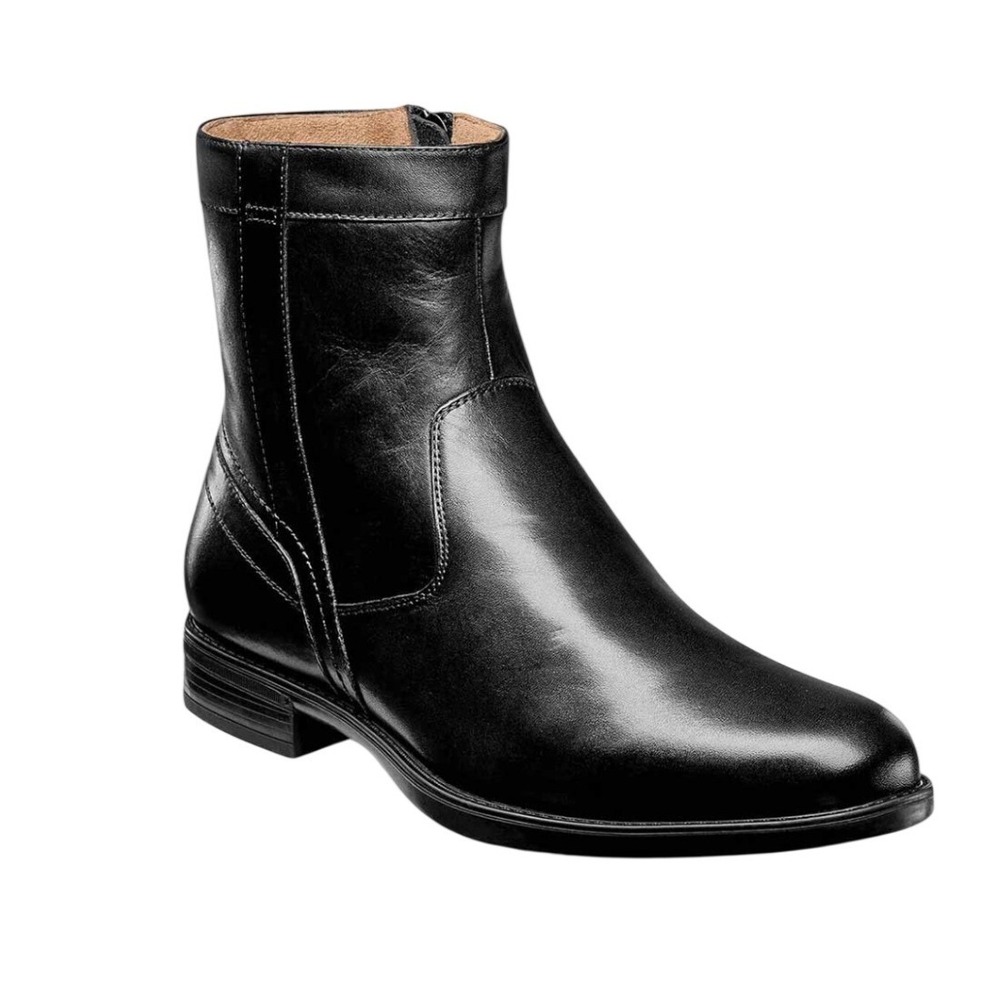 Florsheim Mens Midtown Black Leather Side Zip Ankle Boots 12140-001 Size 9D NWT